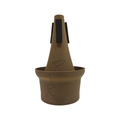 Sordina CUP para trompeta musicRioja – vista frontal, base de madera