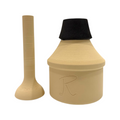 Sordina WahWah para trompeta musicRioja – vista frontal, base de madera